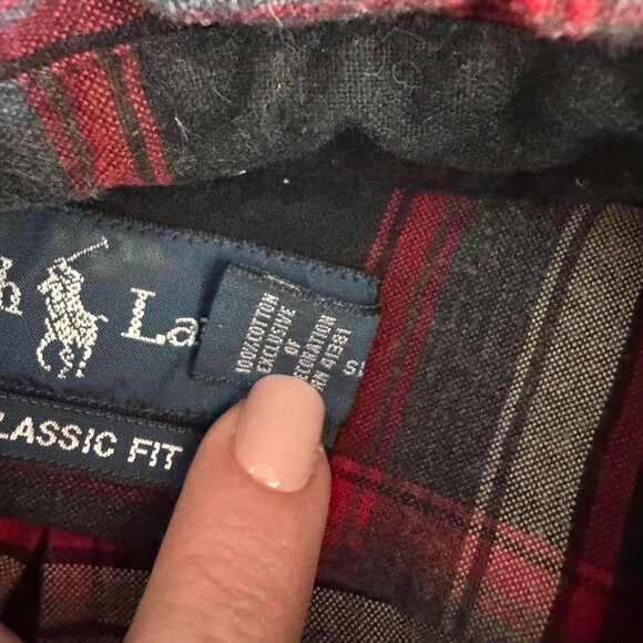 Ralph Lauren Mens Classic Red Black Plaid Button Down Shirt Thick Size M Pony - Picture 5 of 8
